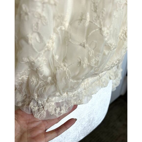 NWT EXPRESS Long Sleeve Lace Gathered Hem Crop Top Women's Size S - Picture 6 of 8